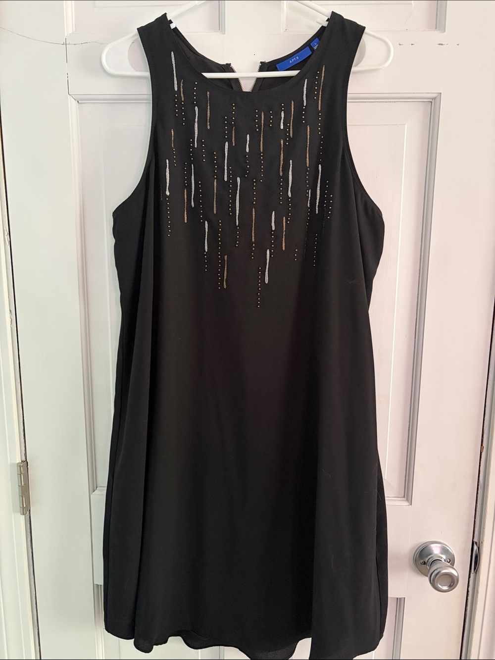 Apt. 9 Black Sleeveless Shift Dress with Metallic Accents